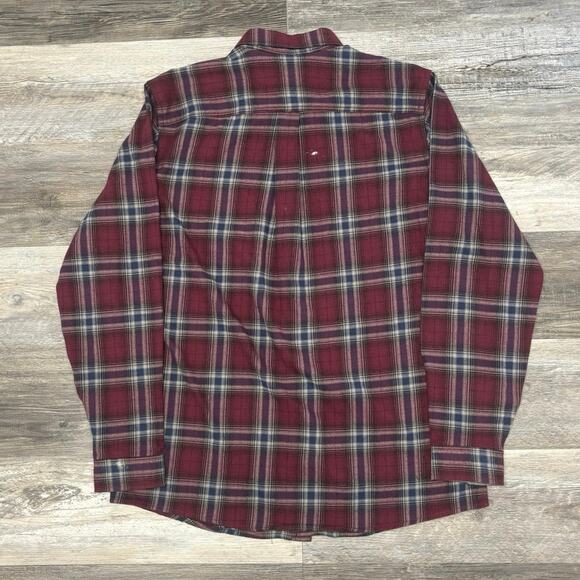 Eddie Bauer Red White Mens TL Relaxed Fit Plaid Tartan Flannel Button Down Shirt - Picture 3 of 10